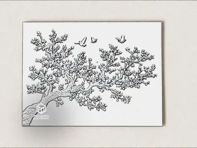 modern panel wall decor set wall relief mural CNC 124 3D model