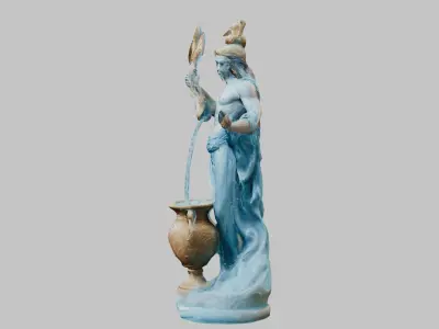 fantasy Water God Sculpture Low-poly 3D model