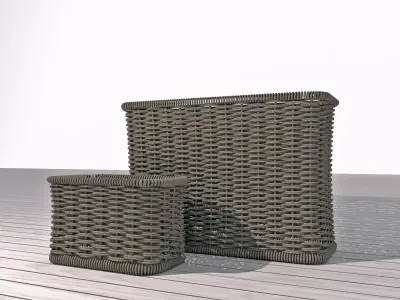 wicker rectangular basket  Free 3D model