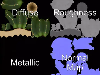 Green Cactus Decor model pack Low-poly 3D model