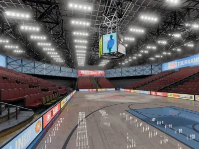 VR Basketball Court Low-poly 3D model