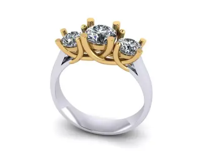 3 Stone Ring Free 3D print model