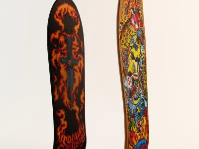 Two Classic Skateboard Decks 3D model