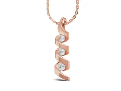 Spiral Pendant with 3 Round Diamonds 3D print model