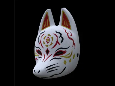 Japanese Fox Mask 3D Model 3D model