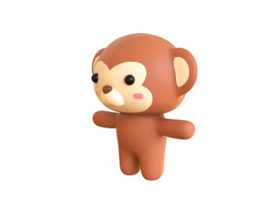 Character008 Chubby Monkey Low-poly 3D model