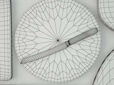 Antique Cutting Boards with Knife 3D model