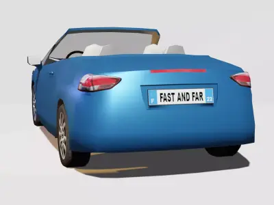 Decapotable Blue Car Low-poly 3D model