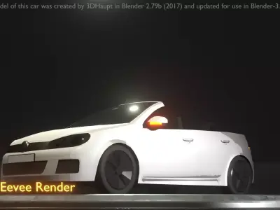 City Car 14 Compact Class Cabrio Open Type-C White  Low-poly 3D model