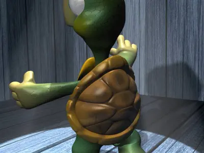 Cartoon Turtle Rigged Low-poly 3D model