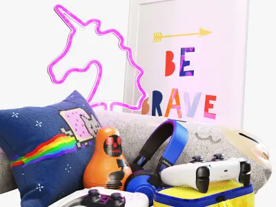 Kids room decor set 001 3D model