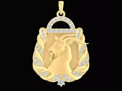 Luxury Capricorn Zodiac Pendant Jewelry 2257 3D print model