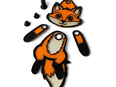 Hanging cute fox keychain 3D print model