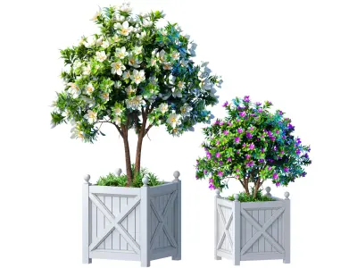 Decorative tree garden in planter pot decoration Provence style 3D model