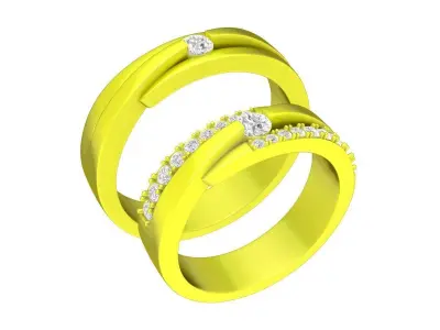 A7348 Luxury Korean Style Diamond Wedding Ring 3D Model 3D print model