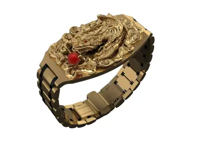DRAGON BRACELET WITH BUTTERFLY CLASP 3D print model