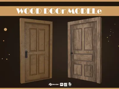 Wooden Door Pack  Low-poly 3D model
