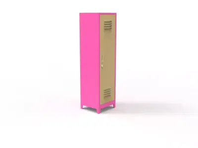 METAL CABINET-SINGLE LONG-PINK AND CREAM Low-poly 3D model