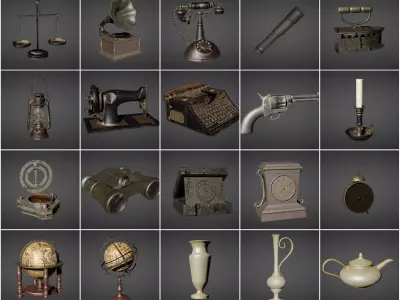 Antique Collection Model Old - Low poly Realistic Low-poly 3D model
