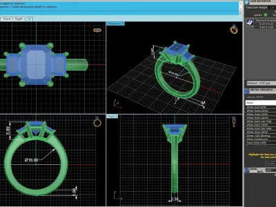 Three Stone Diamond Ring R03 3D print model