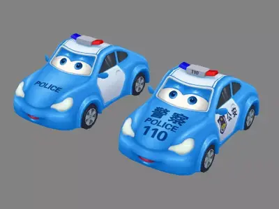 Cartoon toy police car Low-poly 3D model