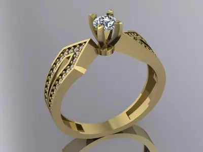 Elegant Diamond Ring Jewelry Gold 3D print model purchase