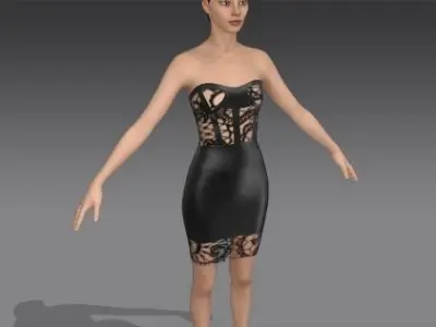 DRESS CORSET BLOUSE STRAP DETAIL  3D model