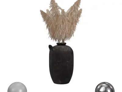 Pampas Grass in Vase 3D model