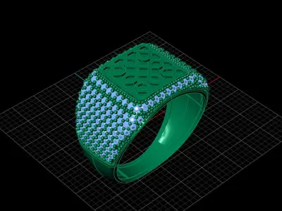 Print Ready STL 3DM  Gents Rings Diamond Men Ring  3D print model 146