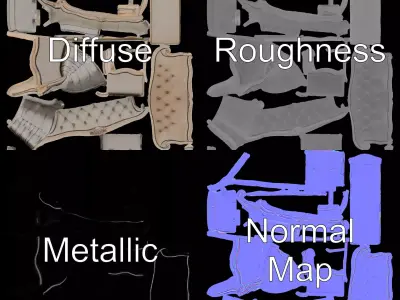 Chic Vintage Sofa model pack Low-poly 3D model