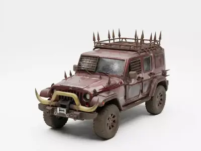 Wasteland Raider Scavenger Jeep 3D Model Low-poly 3D model