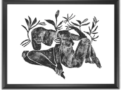 Art Frames 137- nude figures and flowers Art 3D model