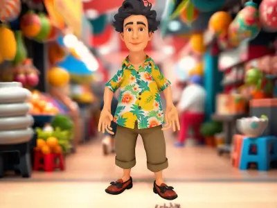 Tropical Shirt Character model pack Low-poly 3D model