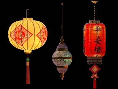Chinese  red lantern  3D model purchase