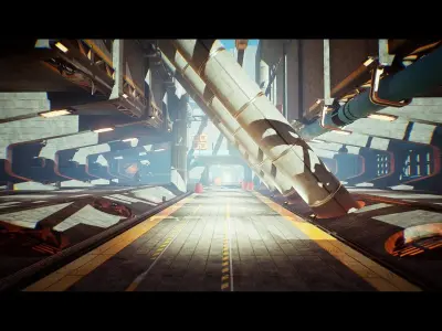 SciFi Level Hangar And Corridor Kit - UE Low-poly 3D model