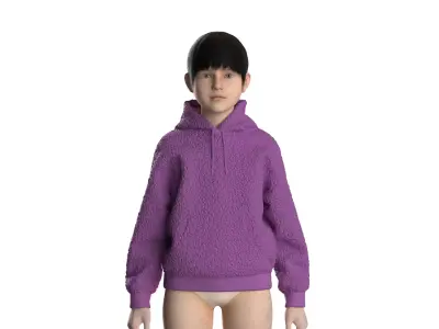 Kids  female hoodie 3D model