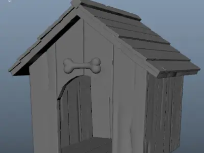 Doghouse wooden dog house with roof 3D model