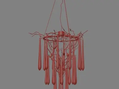 Chandelier with branches hanging from it Free 3D model