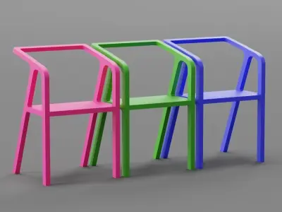 Neon Trio Chairs Free low-poly 3D model