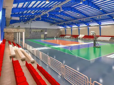 Realistic Sport Hall Complex  3D model