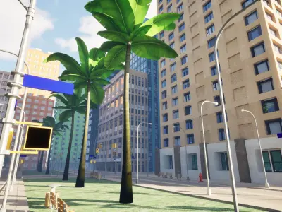 City Downtown Skyscraper Street - Unreal - Lot 10 Low-poly 3D model