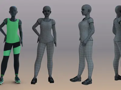 Woman mannequin V3 Rigged in Blender Low-poly 3D model