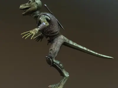 Kobold Lizard rigged for games Low-poly 3D model