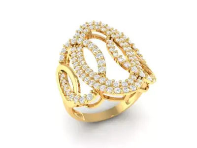 Elegant Wave Diamond Ring for Women 100 3D print model