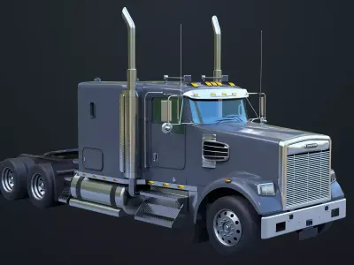 Heavy Truck Chassis 07 Cyan and Grey All PBR Textures Low-poly 3D model
