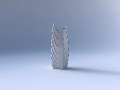 Vase double arc rectangle with horizontal wavy layers 3D print model