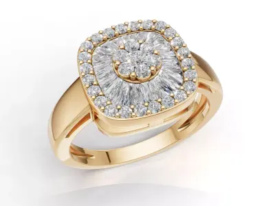 AV 713 Diamond Ladies Cluster Right Hand Ring 3D print model