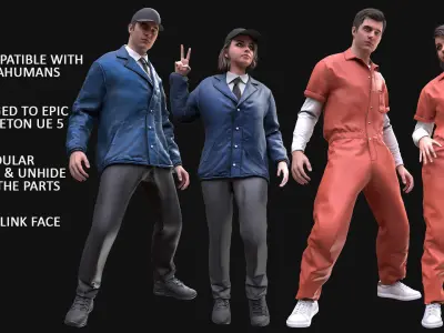 Mens and Womens Prisoner and Agent outfits 3D Model Collection