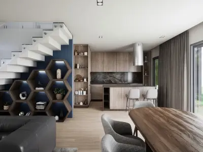 HQ Modern House Low-poly 3D model