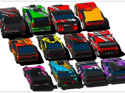 Cartoon car pack  Low-poly 3D model